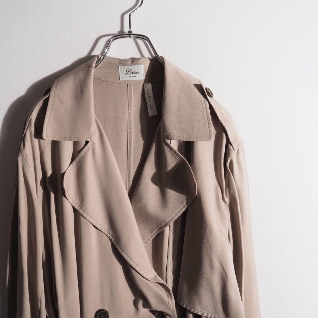 美品 Lisiere Col Pierrot トレンチコート グレージュ