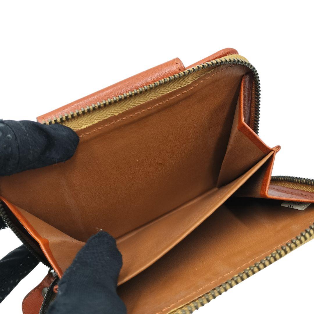 美品　ダコタ　二つ折り財布　リードクラシック　レザー　小銭入れ　札入れ　茶　花