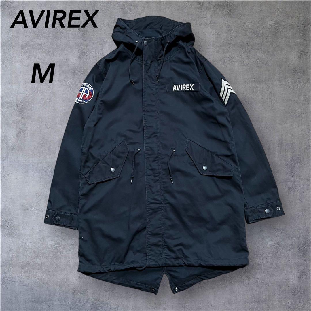 AVIREX M-51 モッズコート ミリタリージャケット 刺繍ワッペン M黒