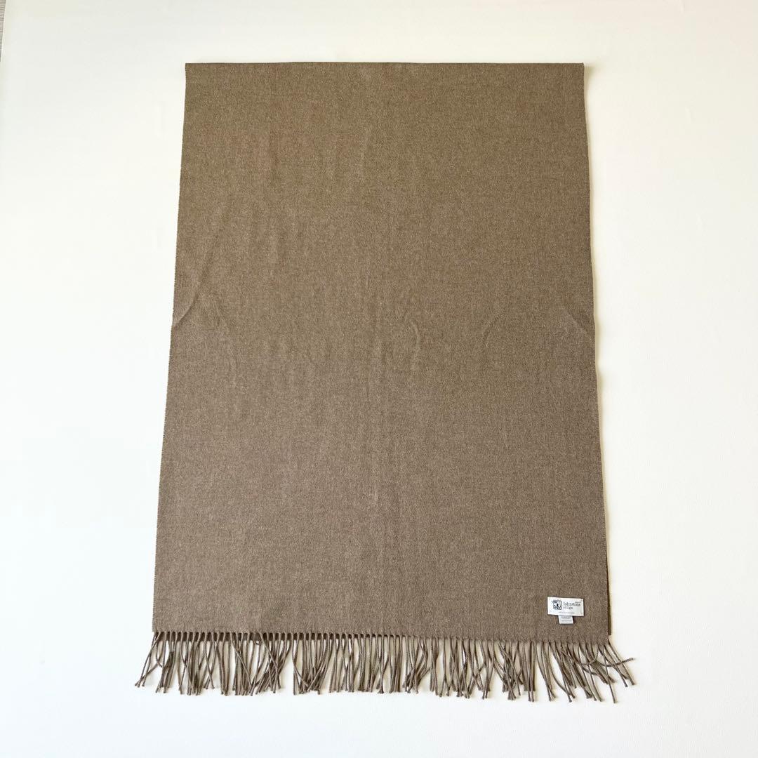 4871【美品】ジョンストンズ　大判ストール ウール90 カシミヤ10 ベージュ