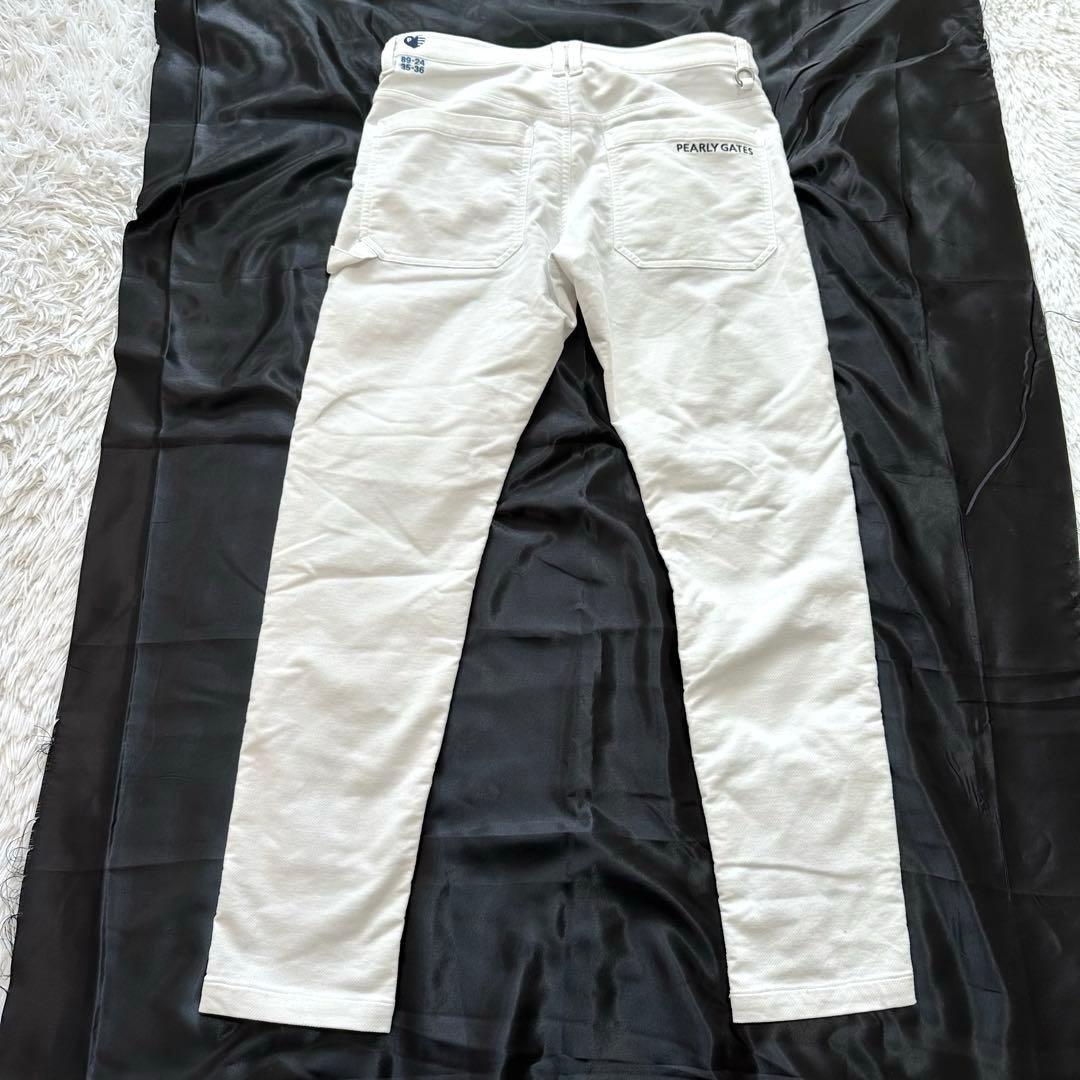 美品✨パーリーゲイツ コットン混 ストレッチ ゴルフパンツ ズボン 白 ホワイト