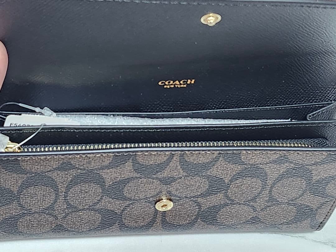COACH　長財布　ネイビー/ブラウン