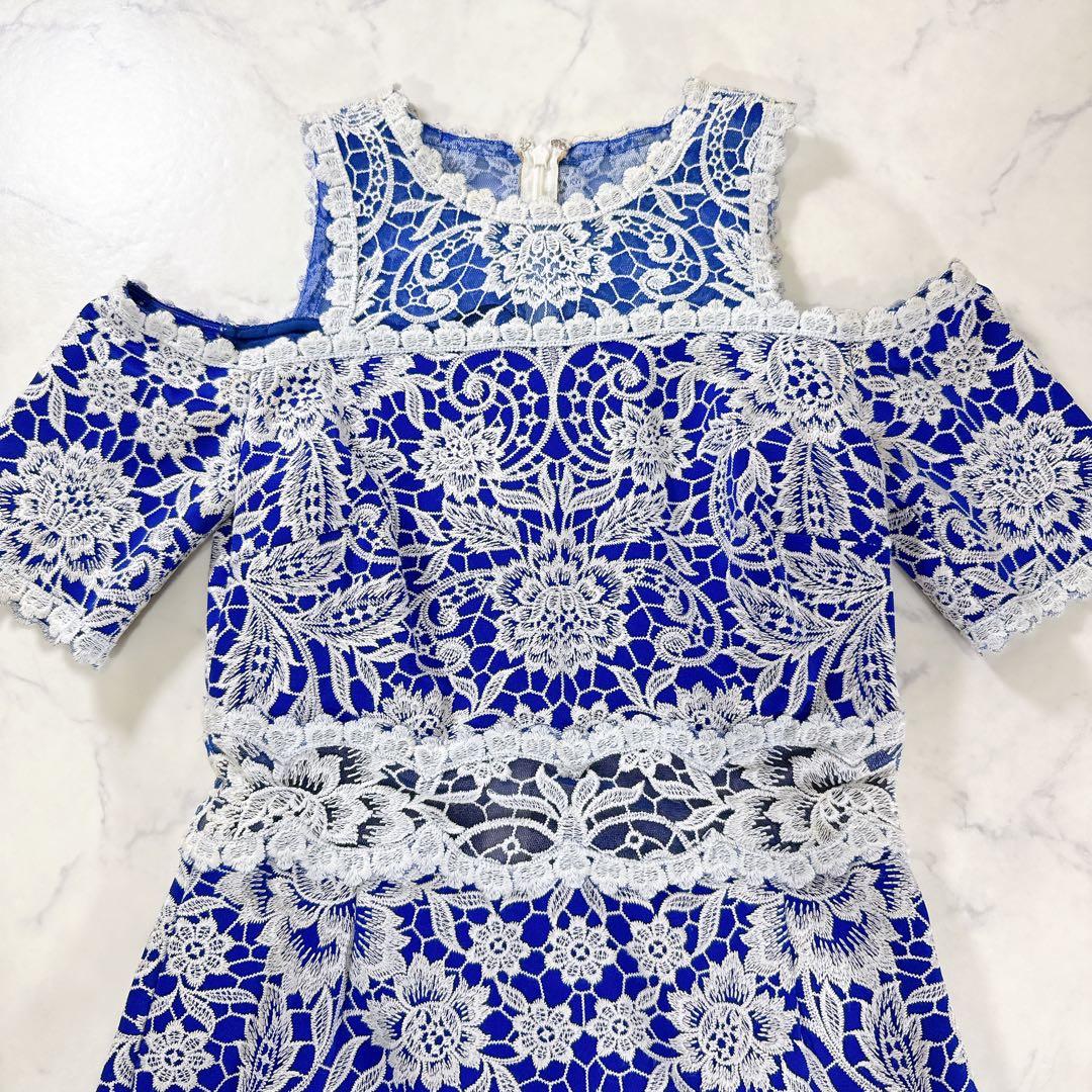 TADASHI SHOJI 総レースワンピース　綿混　パーティー　刺繍　結婚式