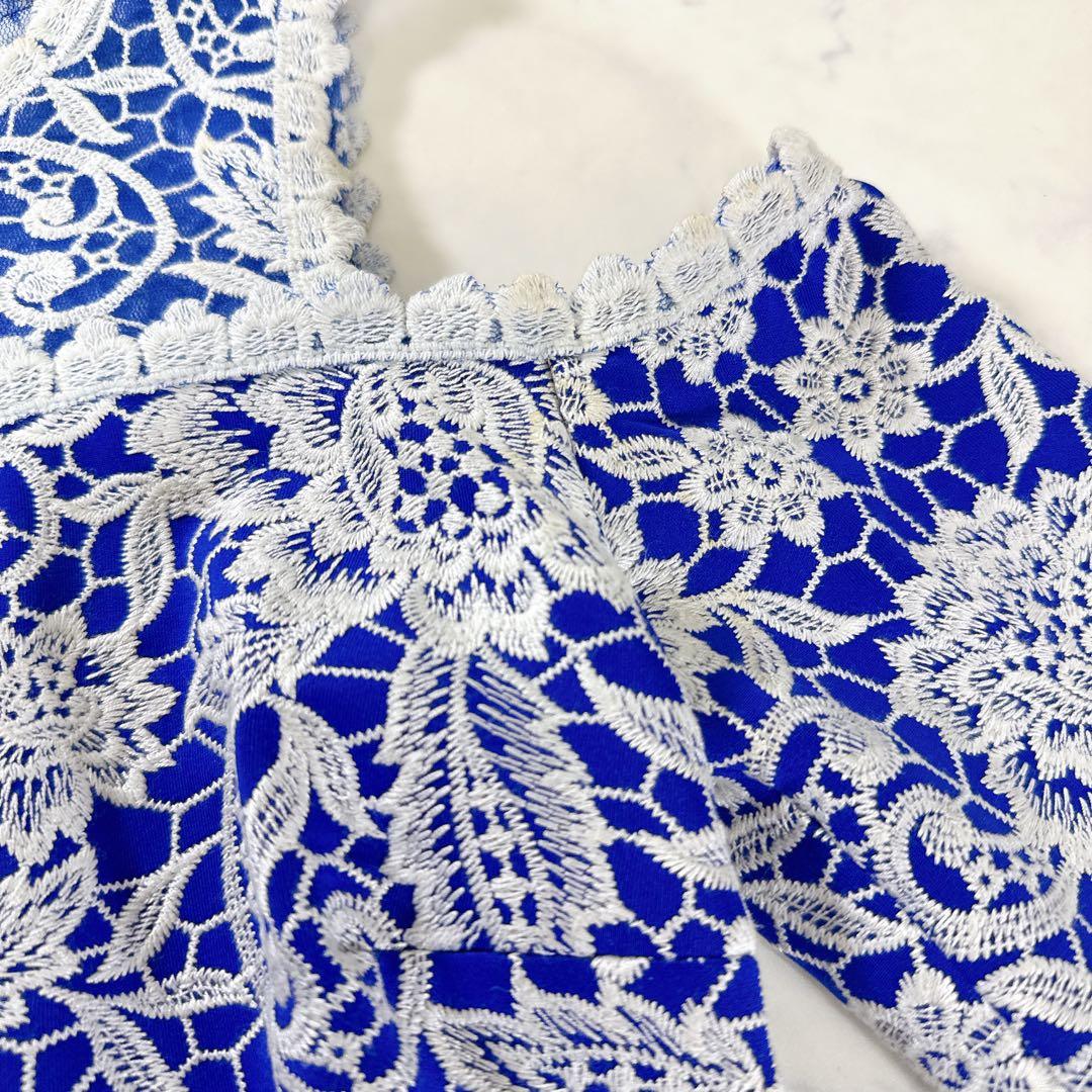 TADASHI SHOJI 総レースワンピース　綿混　パーティー　刺繍　結婚式