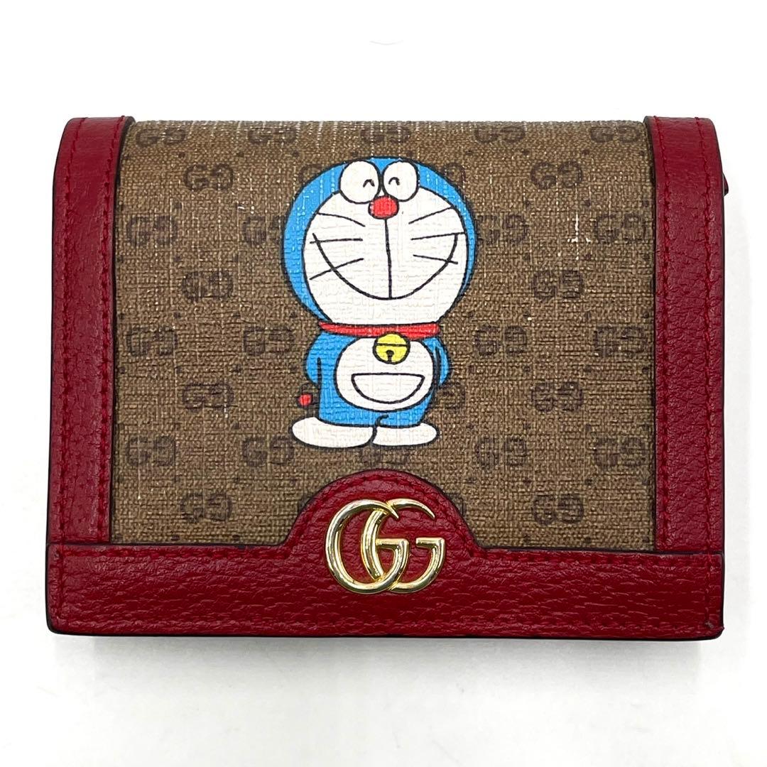 美品◎ 限定コラボ✨グッチ×ドラえもん 二つ折り財布 GGマーモント