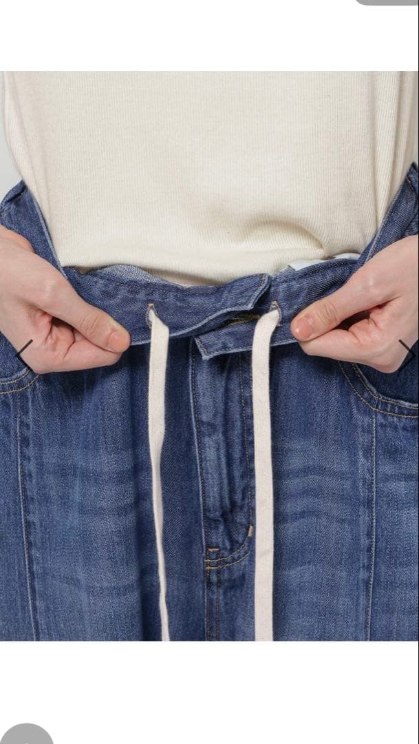 ニコアンド 3Dドロップデニムパンツ　L インディゴ
