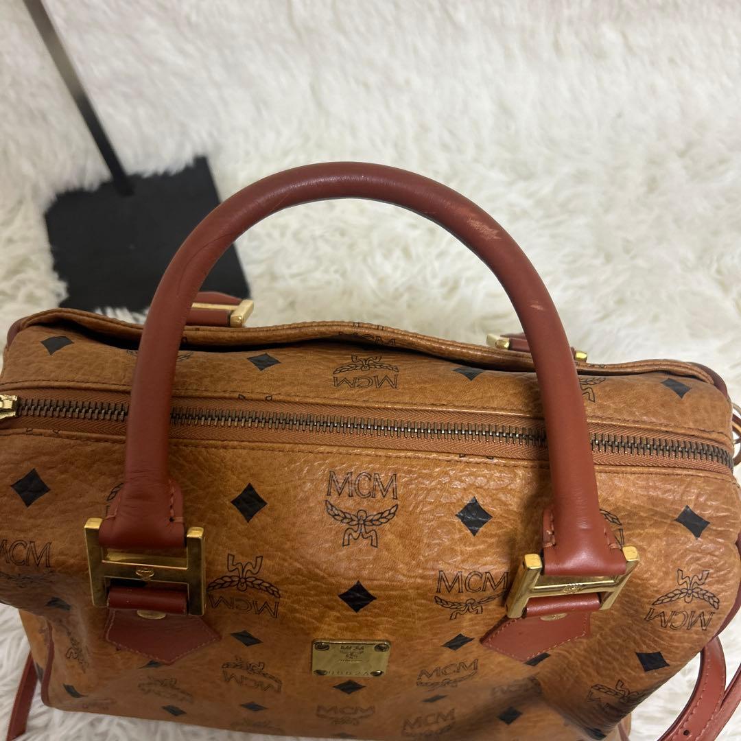 【美品】 MCM 2way ミニ ボストンバッグ ハンドバッグ ブラウン