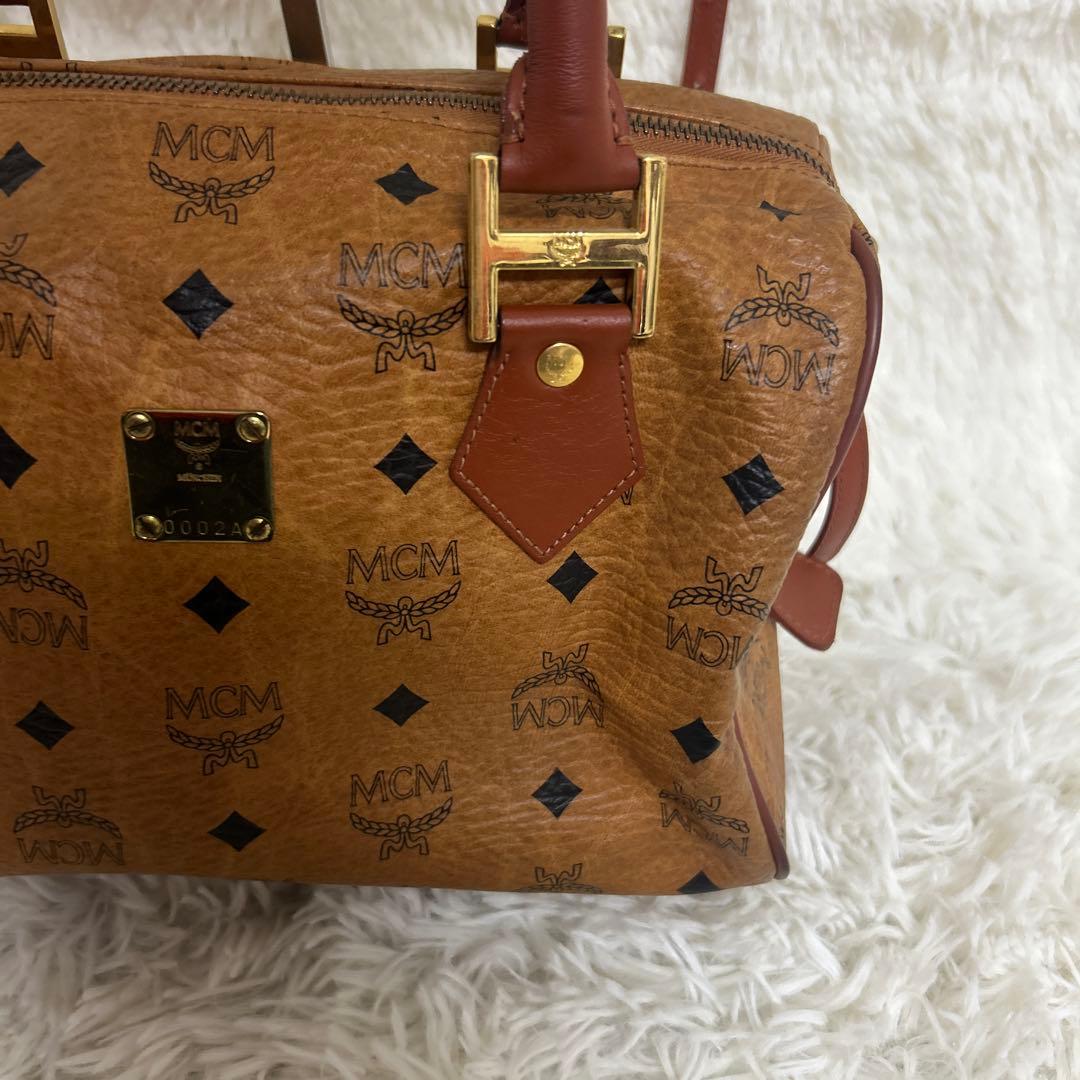 【美品】 MCM 2way ミニ ボストンバッグ ハンドバッグ ブラウン