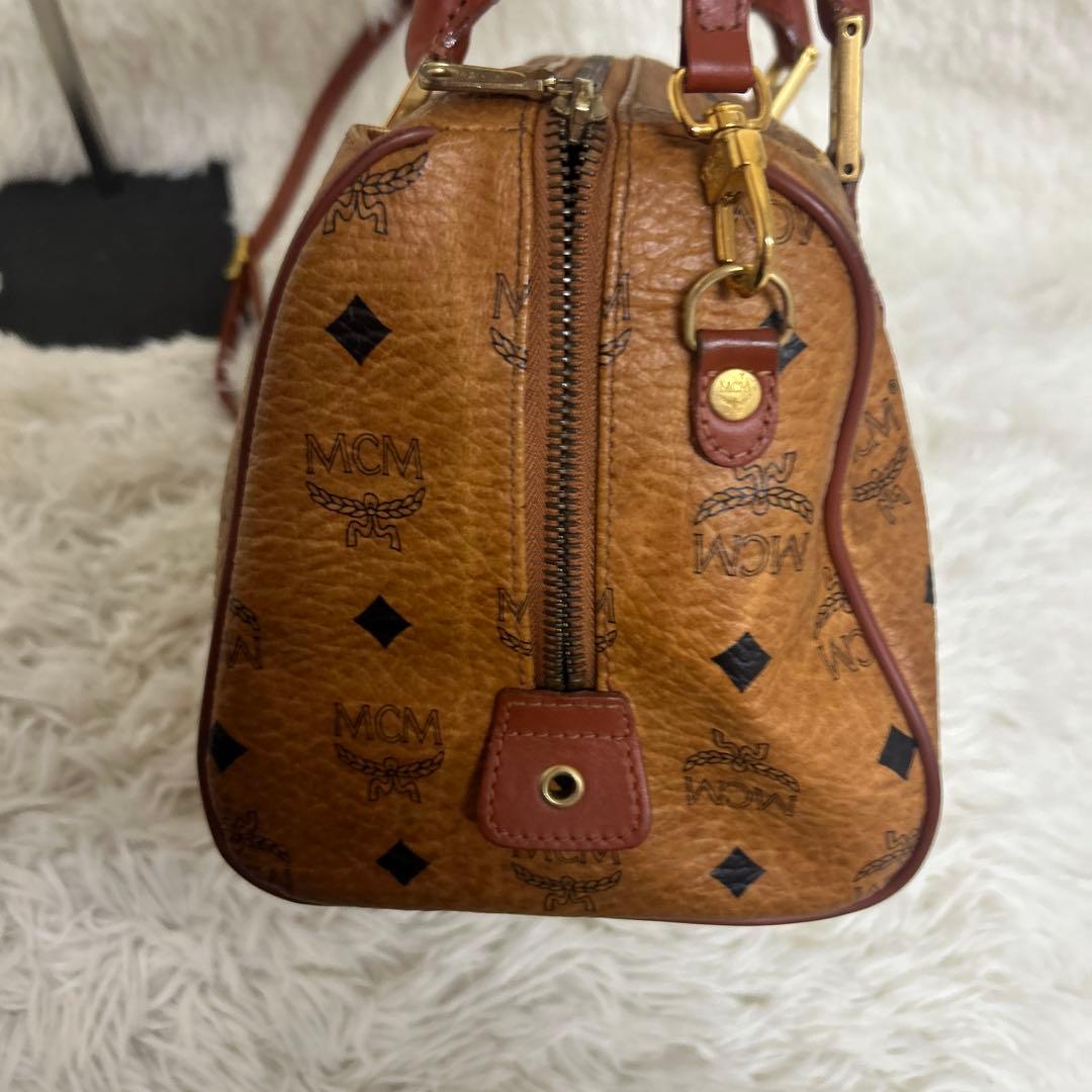 【美品】 MCM 2way ミニ ボストンバッグ ハンドバッグ ブラウン