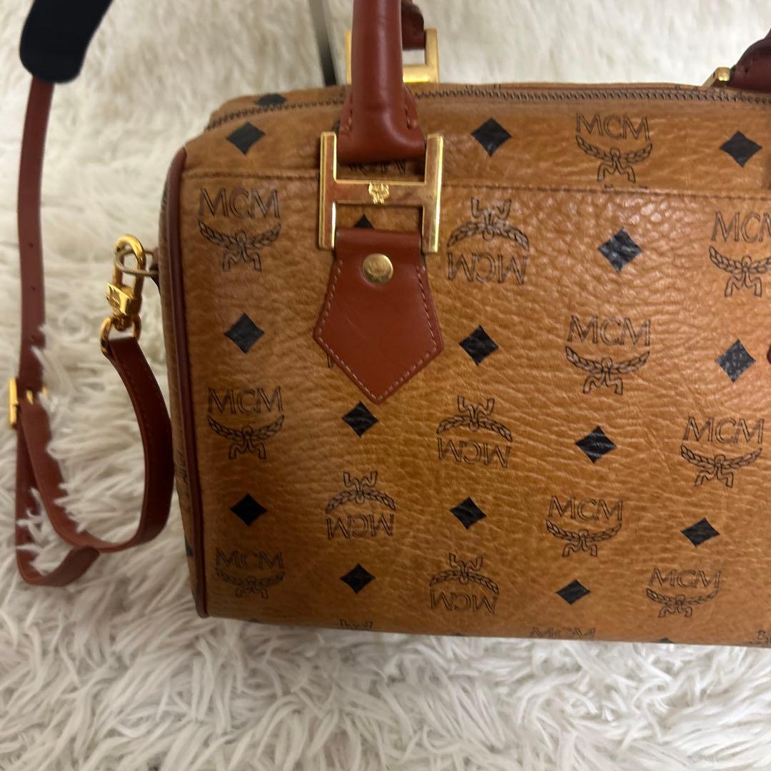 【美品】 MCM 2way ミニ ボストンバッグ ハンドバッグ ブラウン