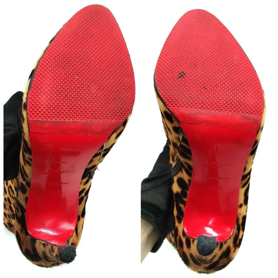 Christian Louboutinルブタン ロングブーツ ハラコ レオパード