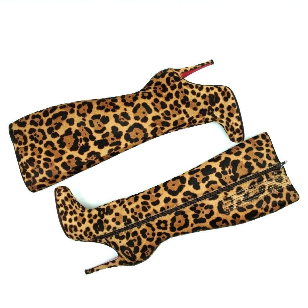 Christian Louboutinルブタン ロングブーツ ハラコ レオパード