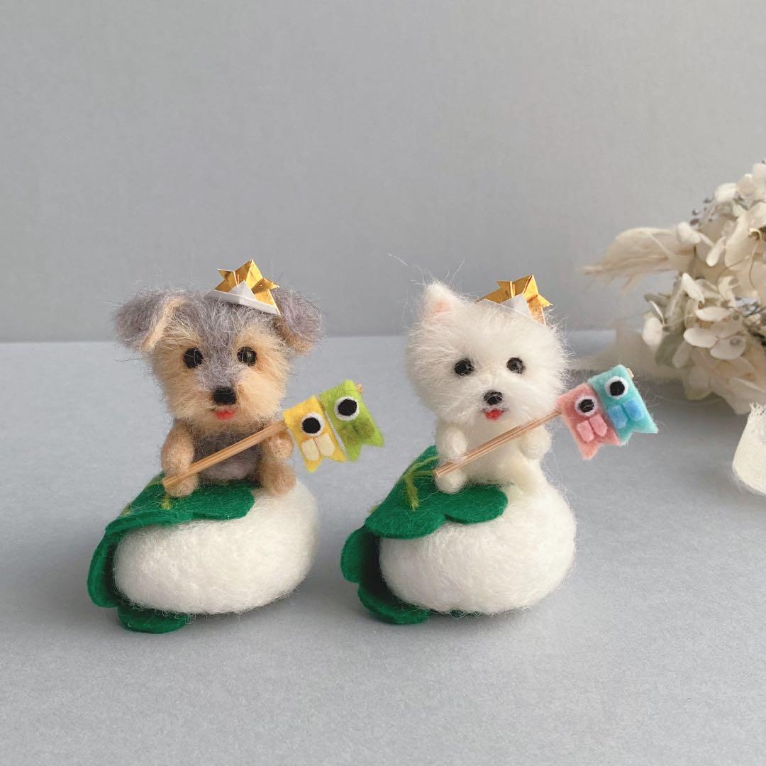 月 moon ☽⋆゜様　こどもの日　五月人形　羊毛フェルト　犬