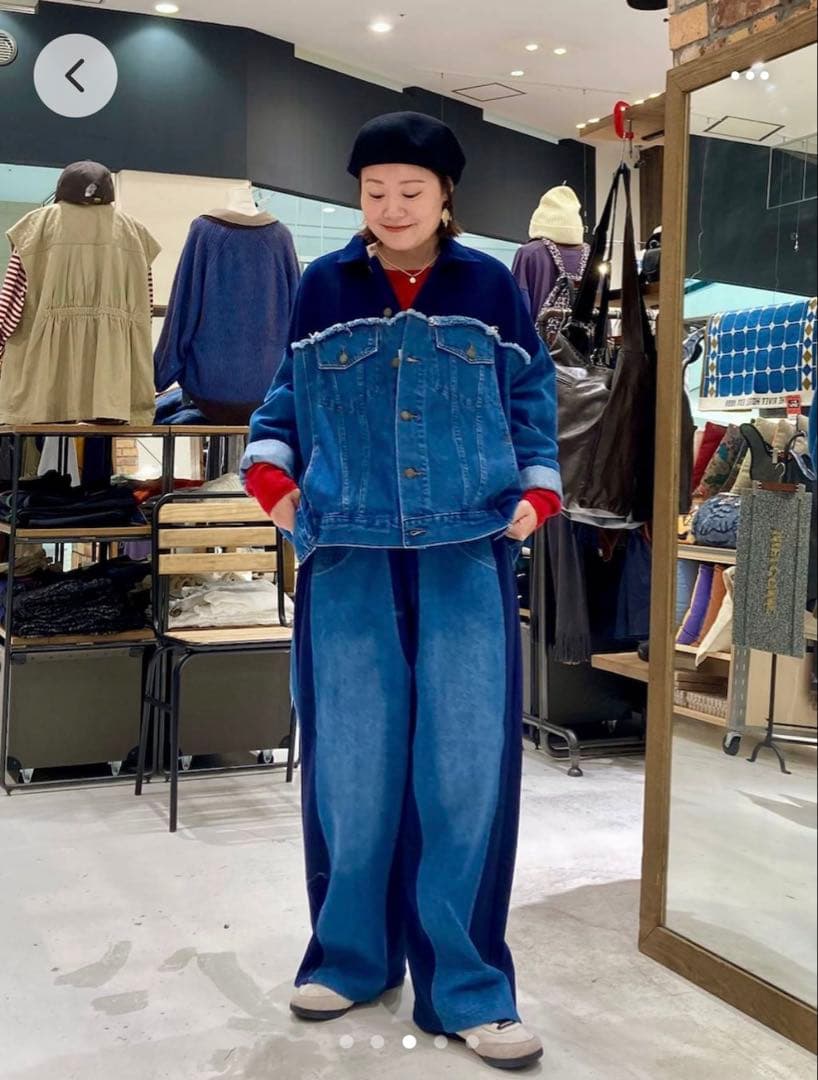 美品niko and... MODE NORM COREデニムパッチワークパンツ