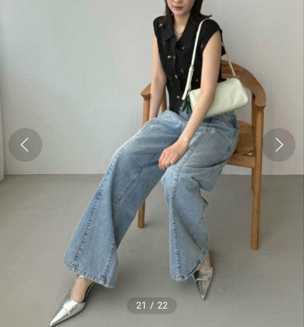 FRAY I.D アシメダブルウエストワイドデニムパンツ 0