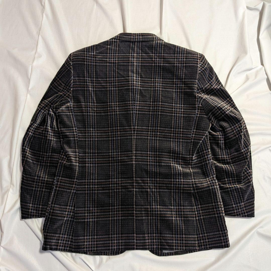 【vintage】希少80sベルベット生地チェック柄シングルテーラードジャケット
