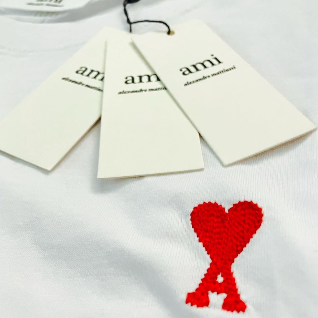 AmiParis 半袖Tシャツ M ホワイト ハートロゴ ユニセックス