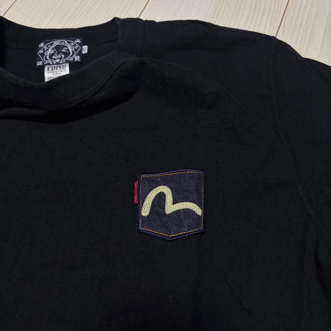 【希少・日本製】EVISU エヴィス デニムポケット Tシャツ ブラック 40