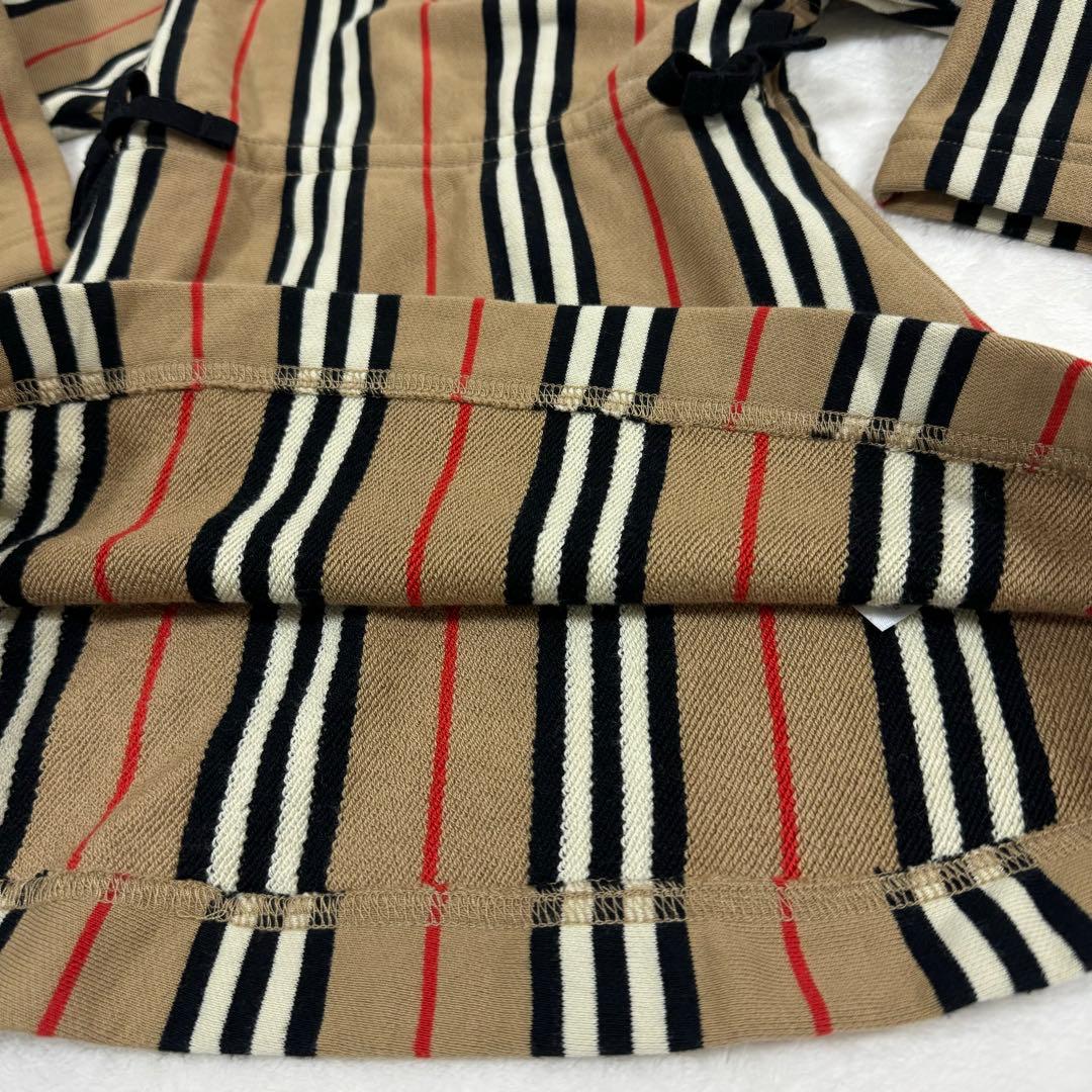 美品　バーバリー　アイコンストライプ　長袖 ワンピース　厚手　リボン　18m