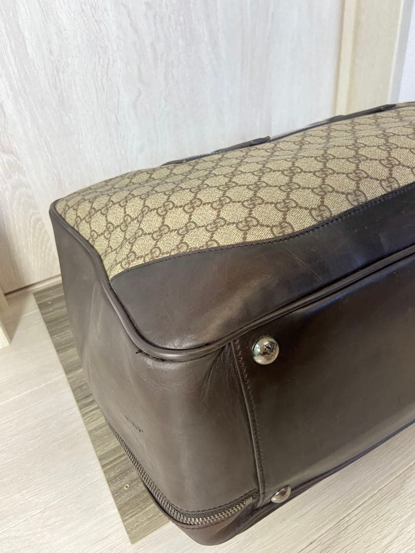 極稀少 GUCCI ボストンバッグ　GG スプリーム　レザー　PVC 大容量