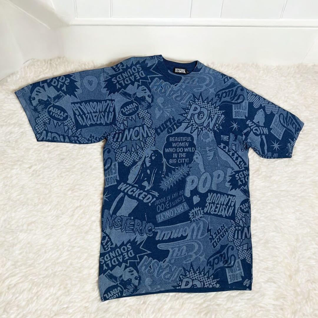 【レア】ヒステリックグラマー　総柄　コミック柄 ヒスガール　ニット Tシャツ　L