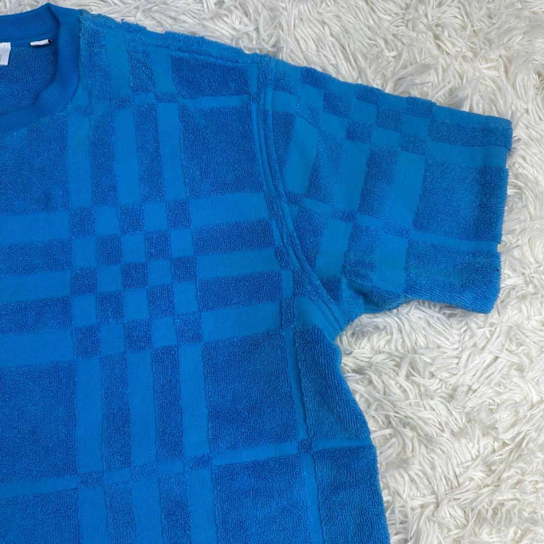オ*フ様 美品 BURBERRY/バーバリー チェック柄 パイル地 厚手 半袖T