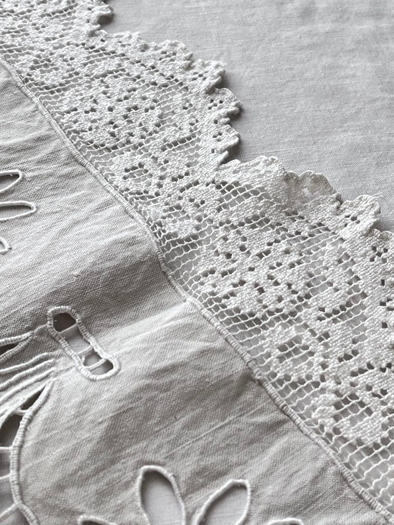 【美品】フランスアンティーク リシュリュー刺繍 天使のカーテンセット[3250]