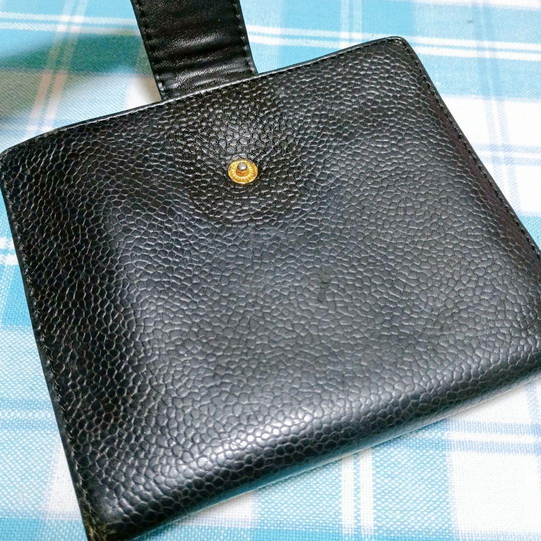 確実本物＊CHANEL　シャネル　Wホック2つ折り財布　黒