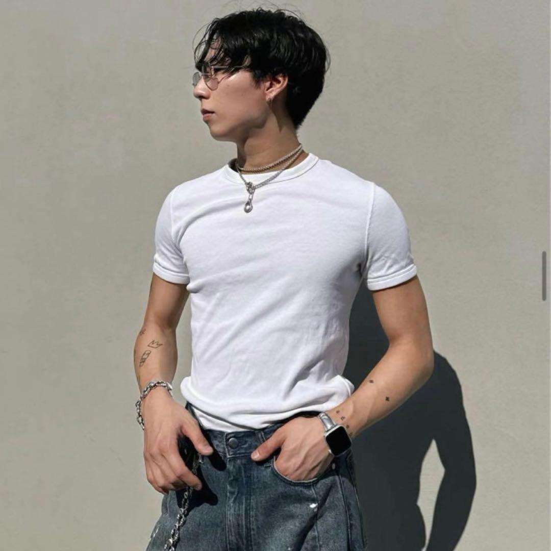 ヌ*ン様 cos スリムフィットリブTシャツ ブラック