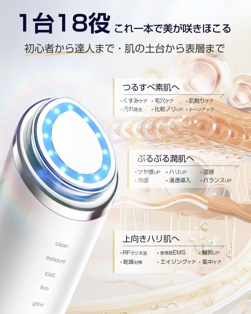 美顔器 高周波 RF EMS MC 1台18役 温冷