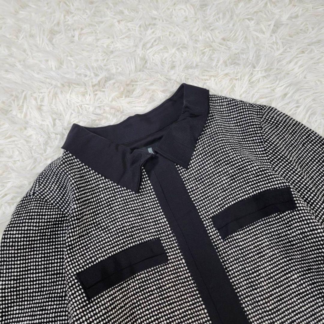 美品✨ランバンコレクション　ツイード　ワンピース　五分袖　M　比翼