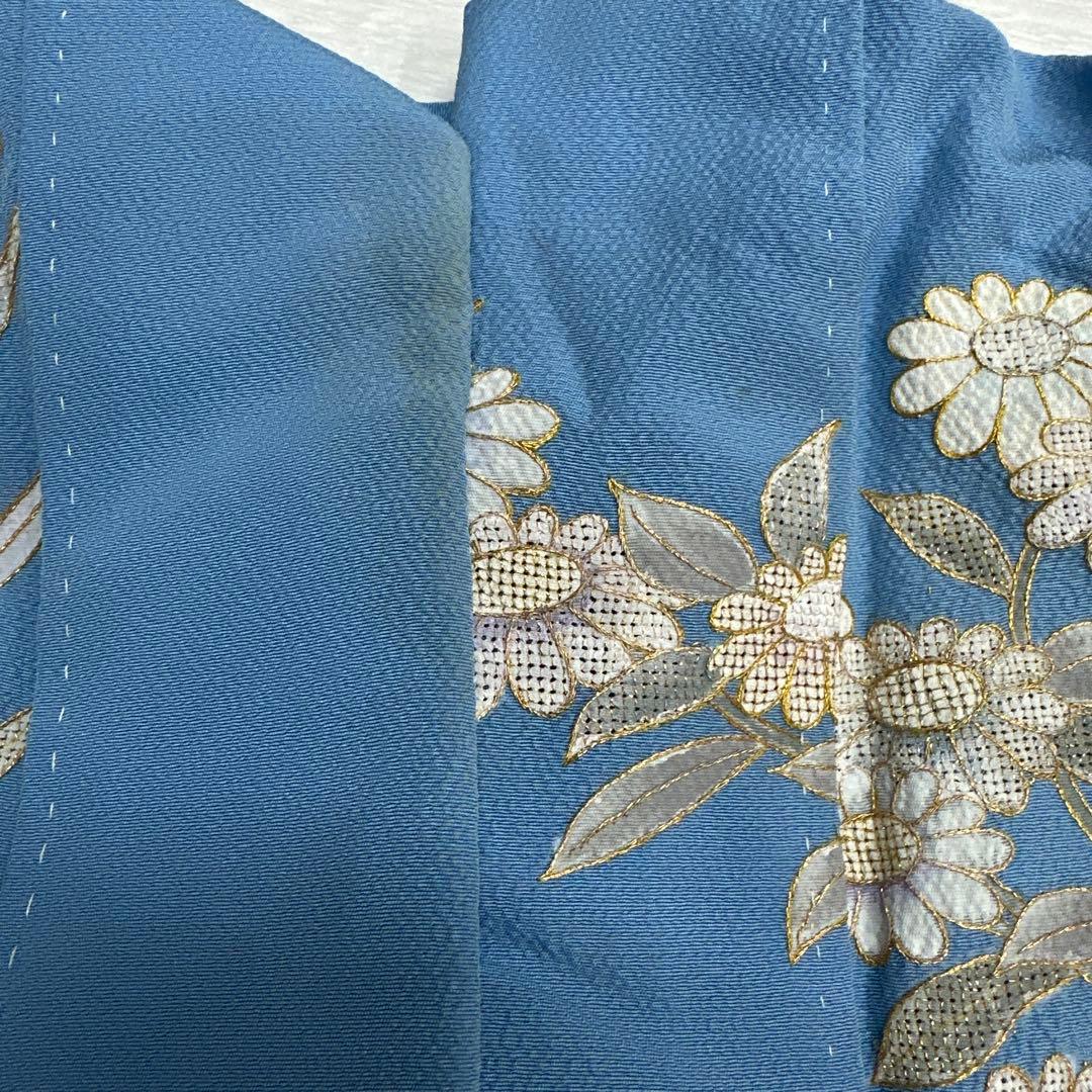 総刺繍 スワトウ刺繍 水色地 振袖 胴抜き