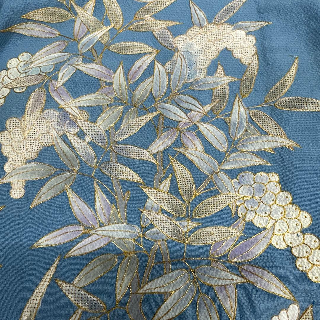 総刺繍 スワトウ刺繍 水色地 振袖 胴抜き