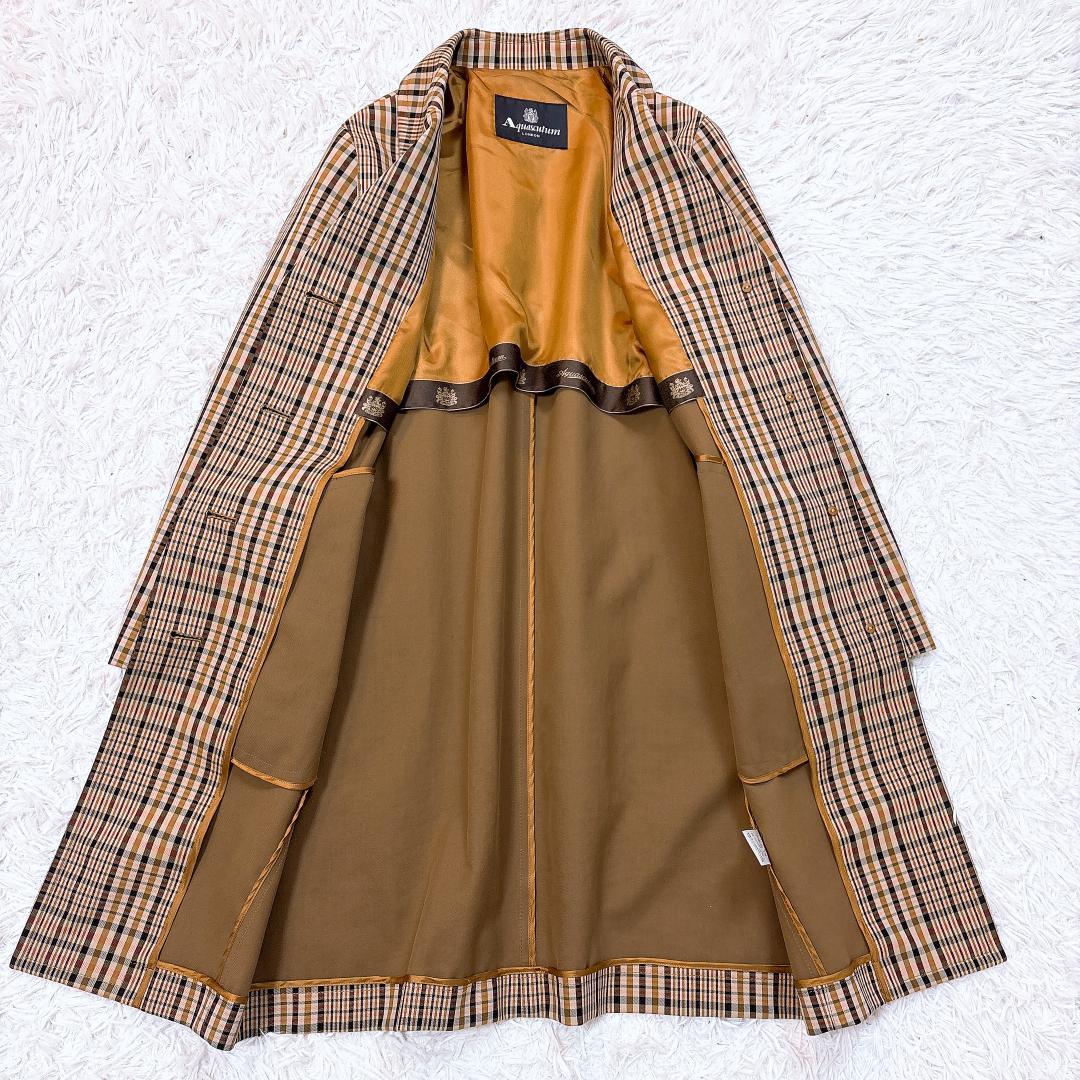 近年モデル✨完売品【極美品】アクアスキュータム チェックロングコート 定価12万