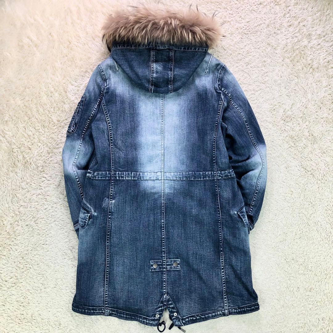 希少XXL/美品⭐ボーギッシュ デニム モッズコート ファー ボア インディゴ