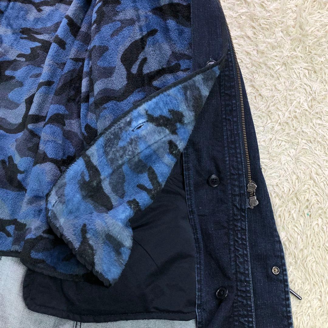 希少XXL/美品⭐ボーギッシュ デニム モッズコート ファー ボア インディゴ