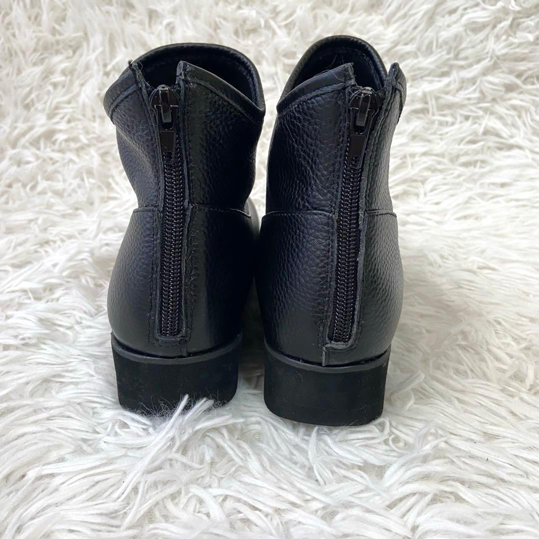 極美品✨ラックウォーク やわらかレザーブーツ シボ革 黒 日本製 24.5