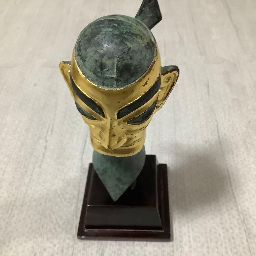 三星堆　黄金仮面像レプリカ　精密ブロンズ