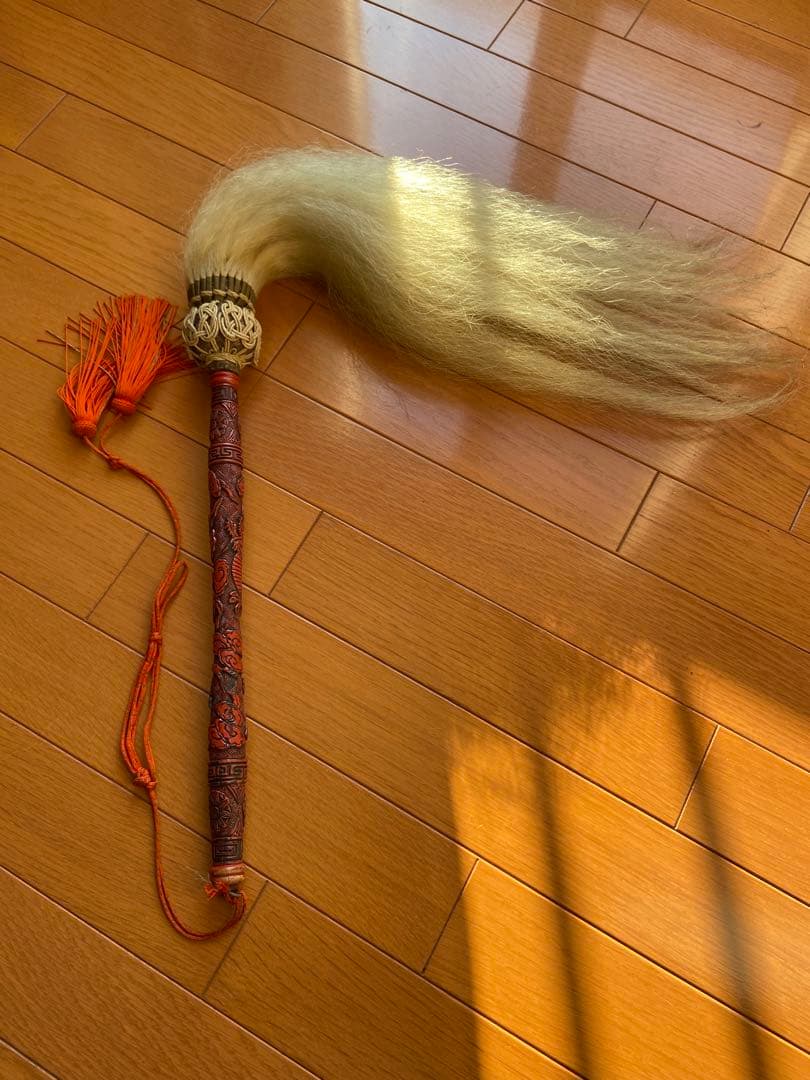 お寺　仏教用品　縁起物　払子　堆朱　古美術　龍紋　木彫り　鎌倉彫り