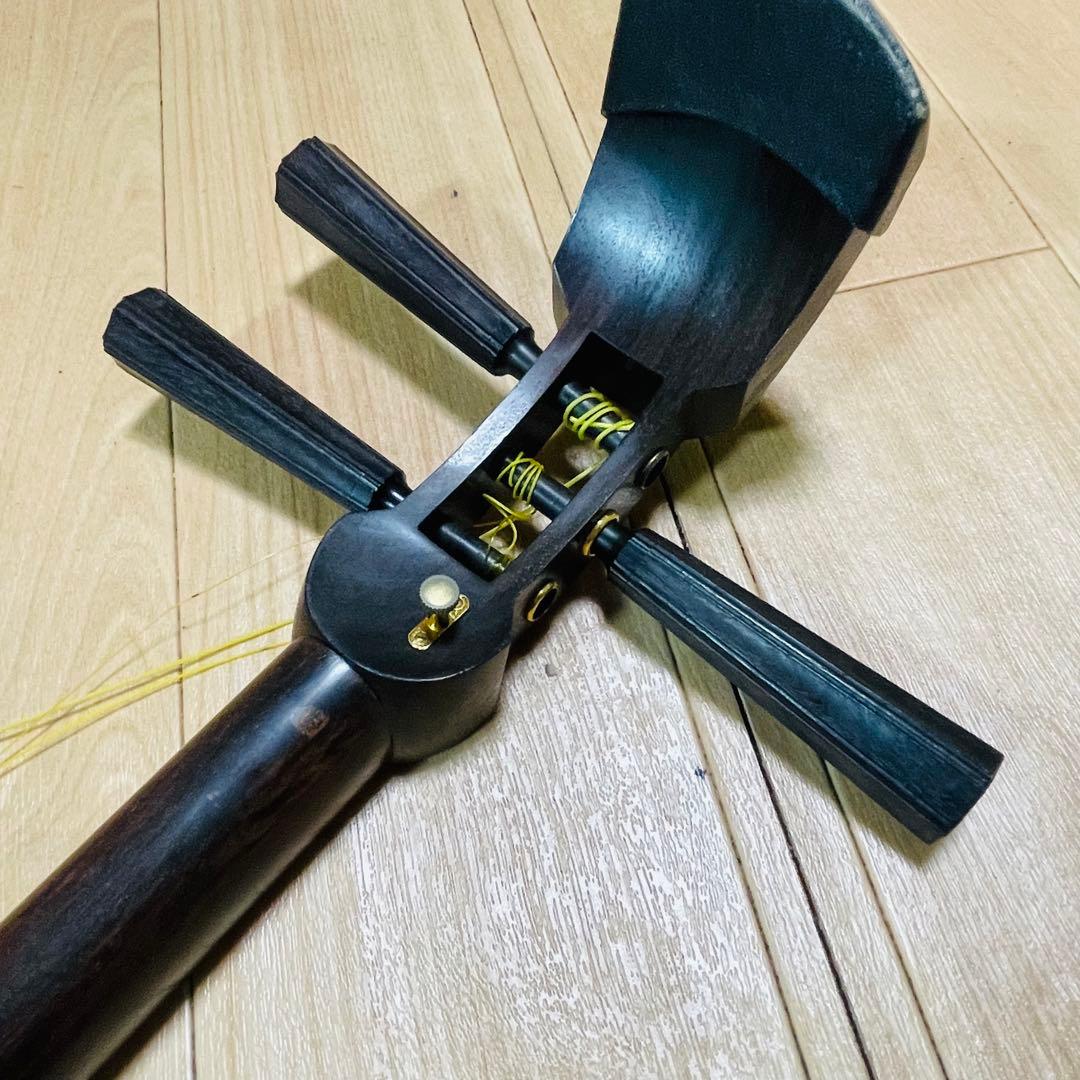津軽三味線　紅木　金細　現状品