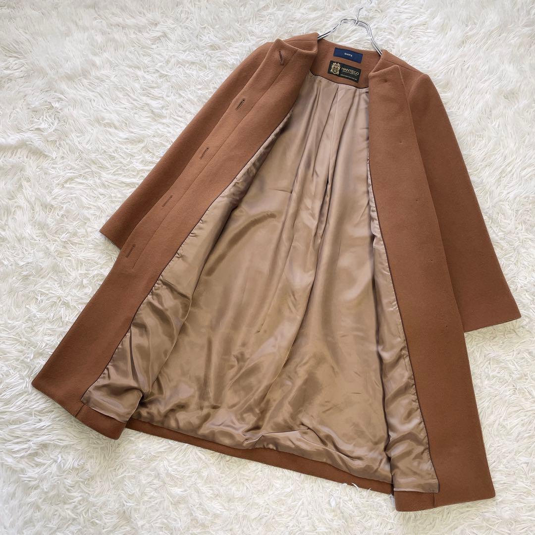 極美品✨SHIPS シップス MANTECO ノーカラーウールコート ブラウン