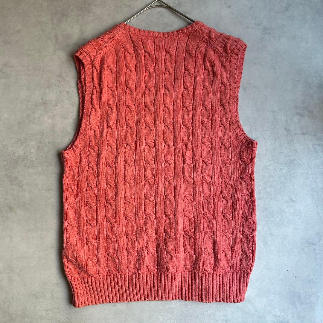 現行QRタグ ポロラルフローレン ケーブルニット　ベスト ポニー刺繍 Vネック