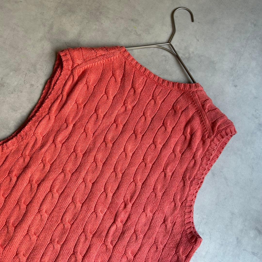 現行QRタグ ポロラルフローレン ケーブルニット　ベスト ポニー刺繍 Vネック