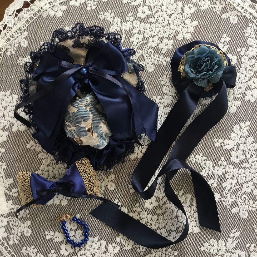 lapis Azure 　ジャケット＆スカート、ボネ、下着のセットアップ