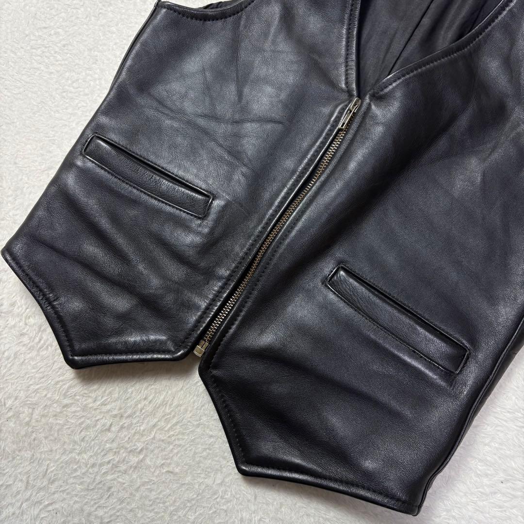 美品 VANSON レザーベスト ジップアップ USA 本革 ジレ バイカー