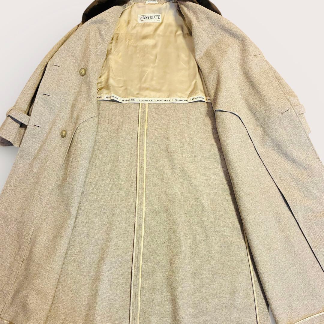 PENNY BLACK マキシ丈ロングコート 40 ウールベルト付 ダブル