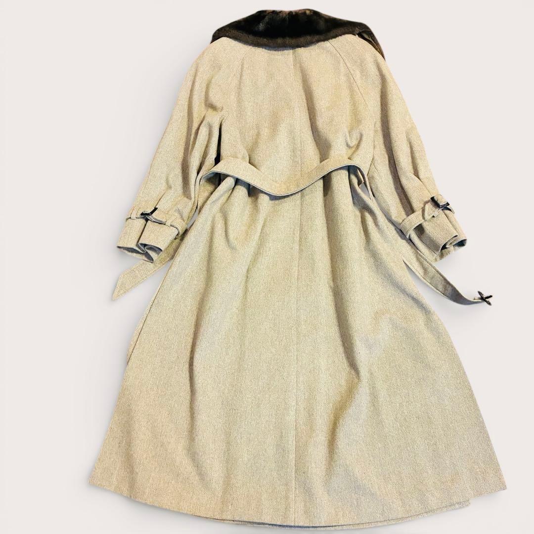 PENNY BLACK マキシ丈ロングコート 40 ウールベルト付 ダブル