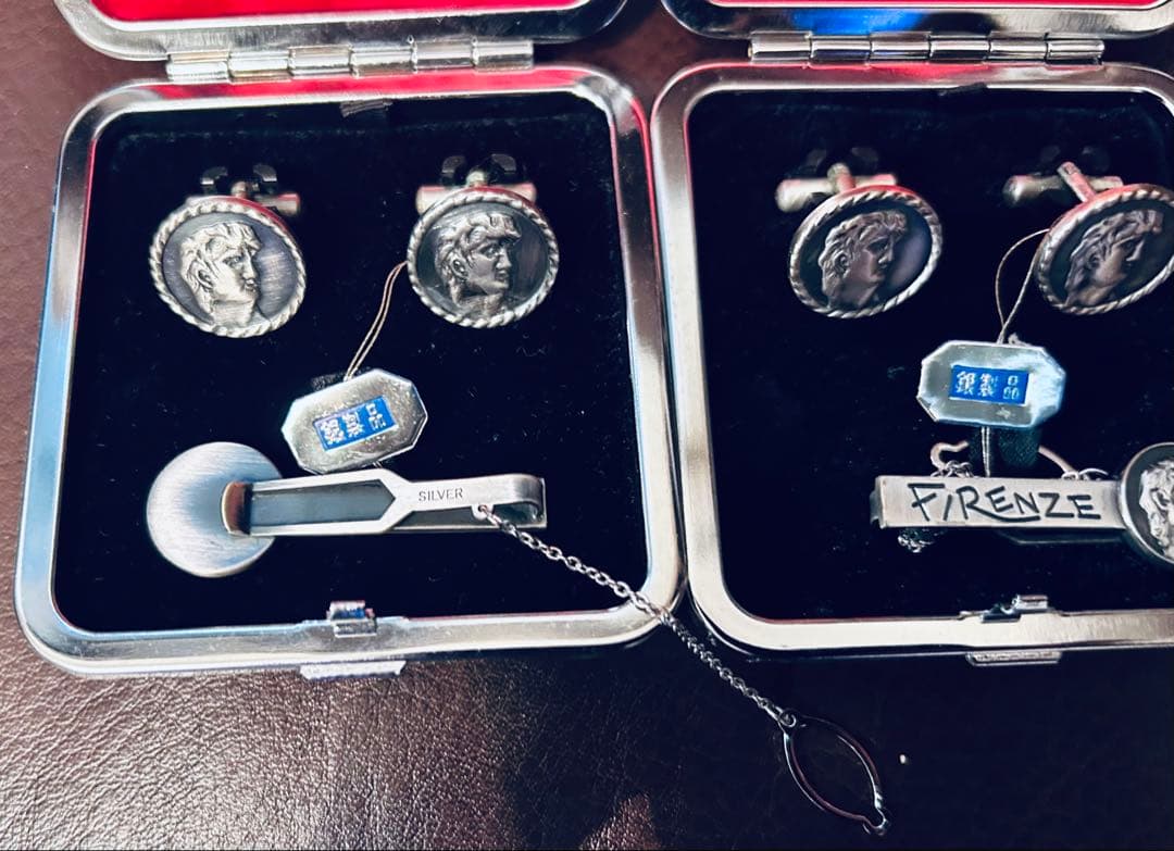純銀900 ネクタイピン　カフスボタン セット　イタリア　フィレンツェ　2点