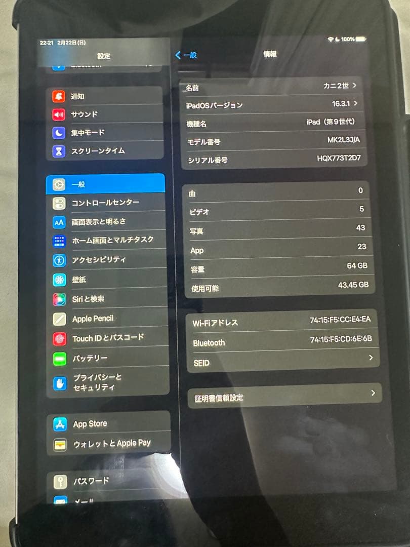 iPad 9世代　64GB 極美品　本体のみ