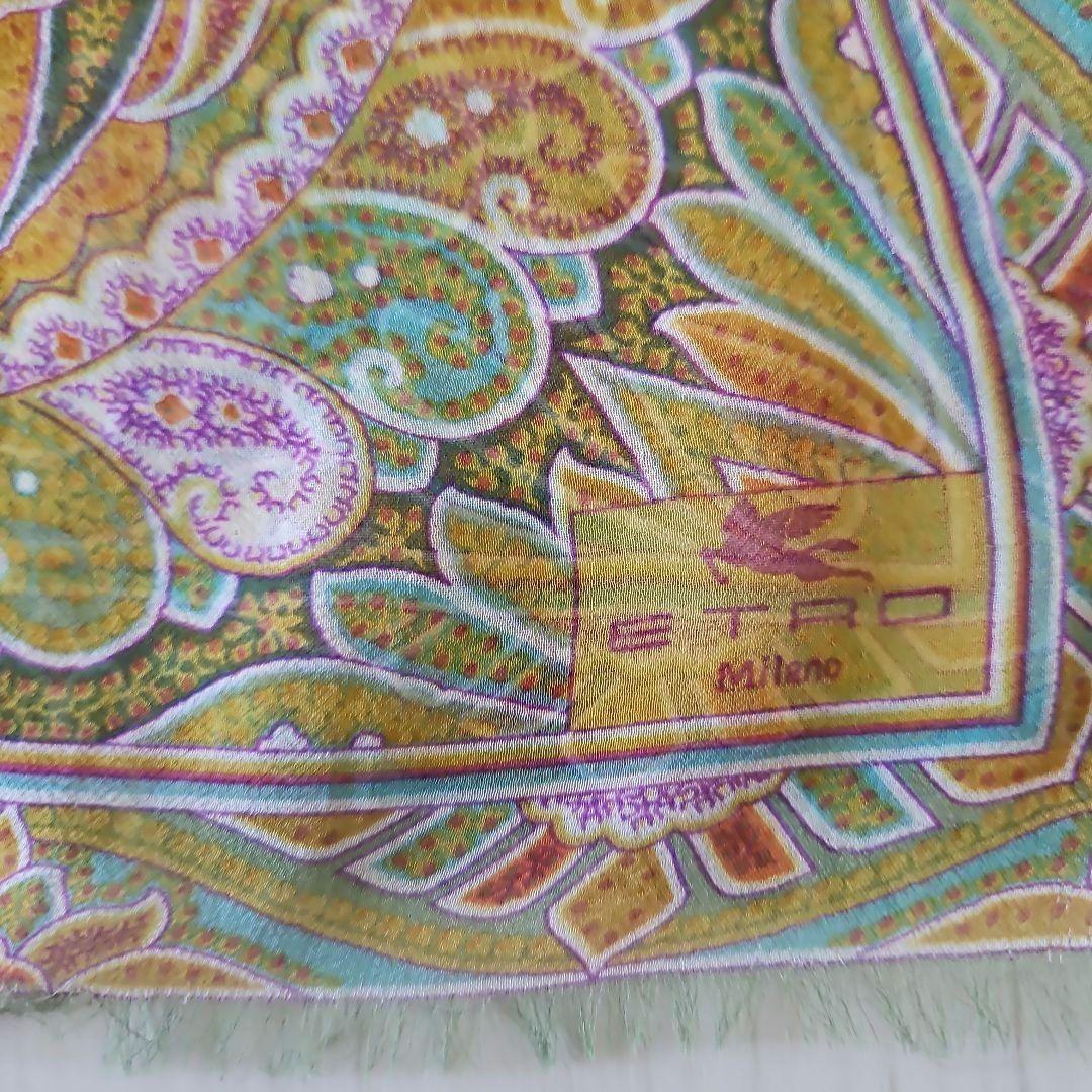 エトロ ETRO ストール グリーン系マルチカラー シルク